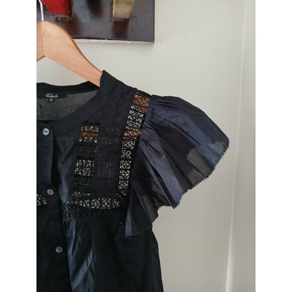 Rails Louella Embroidered Button Front Flutter Sleeve Blouse - Picture 3 of 9